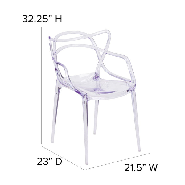 English Elm Nesting Transparent Stacking Side Chair - Contemporary, Durable, Ergonomic Design for Versatile Spaces FH-173-APC-GG
