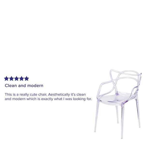 English Elm Nesting Transparent Stacking Side Chair - Contemporary, Durable, Ergonomic Design for Versatile Spaces FH-173-APC-GG