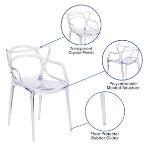 English Elm Nesting Transparent Stacking Side Chair - Contemporary, Durable, Ergonomic Design for Versatile Spaces FH-173-APC-GG