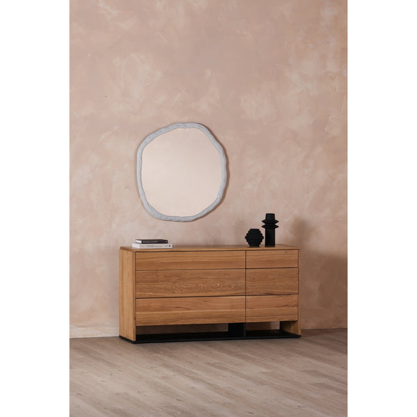 Moe's Home Foundry Mirror White - Brighten Your Space With A Chic Aluminum Frame And Rustic Design Accent White Aluminum Frame,Glass Mirror Fi-1098-18