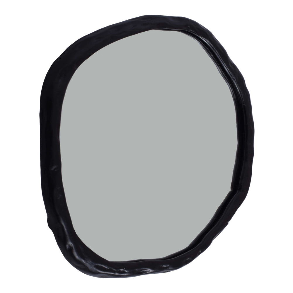 Moe's Home Foundry Small Mirror - Artistically Warped Frame For Unique Reflections And Stylish Home Décor Black Aluminum Frame,Glass Mirror Fi-1099-02