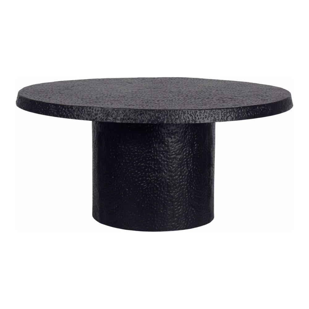 Moe's Home Aulo Pedestal Coffee Table - Sculptural Design Inspired By Brutalism With Raw Textured Finish Black Aluminum Fi-1107-02-0