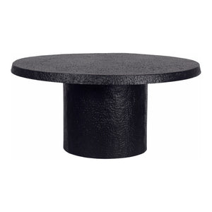 Moe's Home Aulo Pedestal Coffee Table - Sculptural Design Inspired By Brutalism With Raw Textured Finish Black Aluminum Fi-1107-02-0