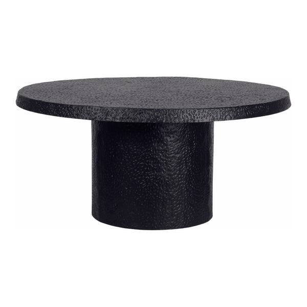 Moe's Home Aulo Pedestal Coffee Table - Sculptural Design Inspired By Brutalism With Raw Textured Finish Black Aluminum Fi-1107-02-0