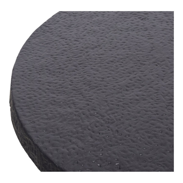 Moe's Home Aulo Pedestal Coffee Table - Sculptural Design Inspired By Brutalism With Raw Textured Finish Black Aluminum Fi-1107-02-0