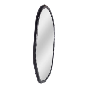 Moe's Home Foundry Oval Wall Mirror - Stylish Aluminum Frame For Contemporary Spaces, Easy Hanging, Rustic Charm Black Aluminum Frame,Glass Mirror Fi-1113-02