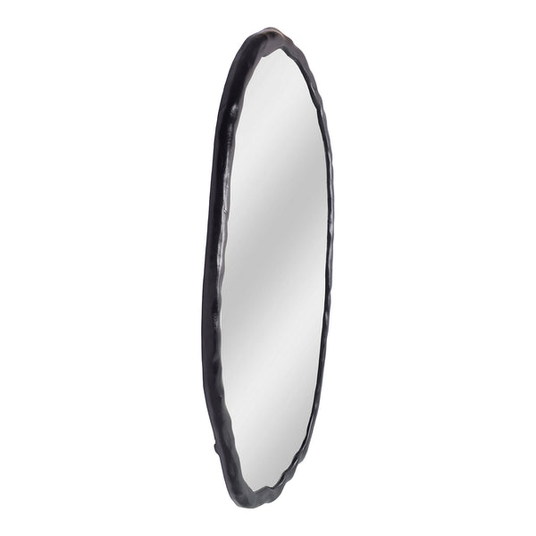 Moe's Home Foundry Oval Wall Mirror - Stylish Aluminum Frame For Contemporary Spaces, Easy Hanging, Rustic Charm Black Aluminum Frame,Glass Mirror Fi-1113-02