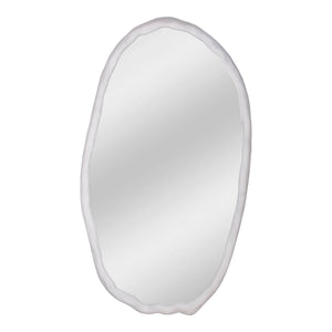 Moe's Home Foundry Oval Wall Mirror - Stylish Aluminum Frame For Contemporary Spaces, Easy Hanging, Rustic Charm White Aluminum Frame,Glass Mirror Fi-1113-18