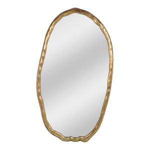 Moe's Home Foundry Oval Wall Mirror - Stylish Aluminum Frame For Contemporary Spaces, Easy Hanging, Rustic Charm Gold Aluminum Frame,Glass Mirror Fi-1113-32