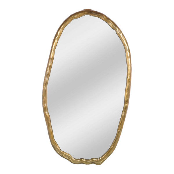 Moe's Home Foundry Oval Wall Mirror - Stylish Aluminum Frame For Contemporary Spaces, Easy Hanging, Rustic Charm Gold Aluminum Frame,Glass Mirror Fi-1113-32