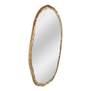 Moe's Home Foundry Oval Wall Mirror - Stylish Aluminum Frame For Contemporary Spaces, Easy Hanging, Rustic Charm Gold Aluminum Frame,Glass Mirror Fi-1113-32