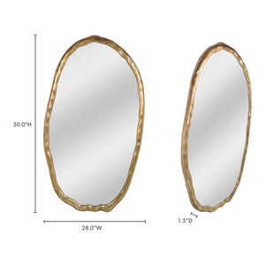 Moe's Home Foundry Oval Wall Mirror - Stylish Aluminum Frame For Contemporary Spaces, Easy Hanging, Rustic Charm Gold Aluminum Frame,Glass Mirror Fi-1113-32