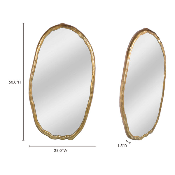 Moe's Home Foundry Oval Wall Mirror - Stylish Aluminum Frame For Contemporary Spaces, Easy Hanging, Rustic Charm Gold Aluminum Frame,Glass Mirror Fi-1113-32
