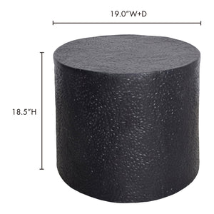Moe's Home Aulo Side Table: Sculptural Brutalist Design With Unique Texture And Tactile Aluminum Finish Black Aluminum Fi-1114-02