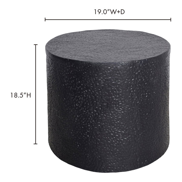 Moe's Home Aulo Side Table: Sculptural Brutalist Design With Unique Texture And Tactile Aluminum Finish Black Aluminum Fi-1114-02