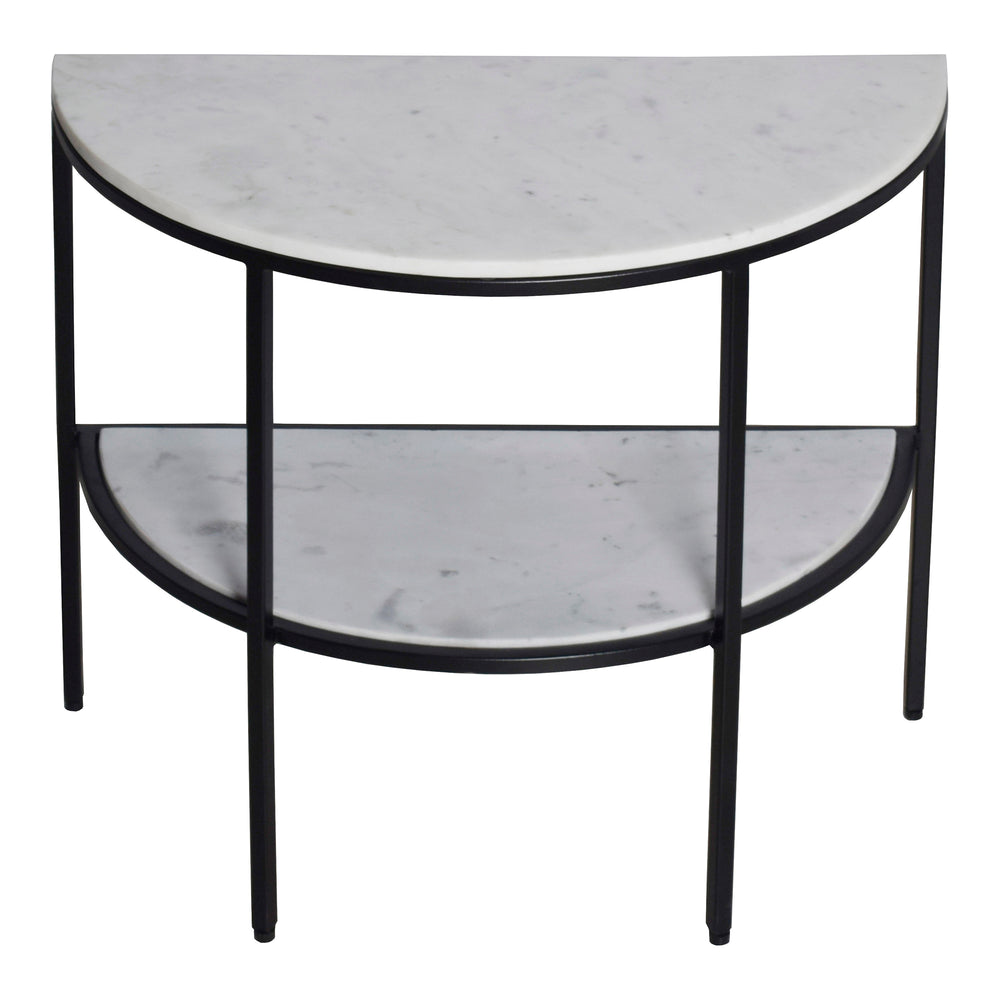 Moe's Home Lazlo Side Table - Art Deco Inspired Design With Marble Top And Open Storage Shelf For Modern Spaces White Iron,White Marble Top And Shelf Fi-1115-18