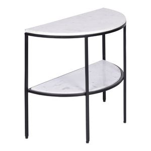 Moe's Home Lazlo Side Table - Art Deco Inspired Design With Marble Top And Open Storage Shelf For Modern Spaces White Iron,White Marble Top And Shelf Fi-1115-18