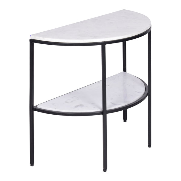 Moe's Home Lazlo Side Table - Art Deco Inspired Design With Marble Top And Open Storage Shelf For Modern Spaces White Iron,White Marble Top And Shelf Fi-1115-18