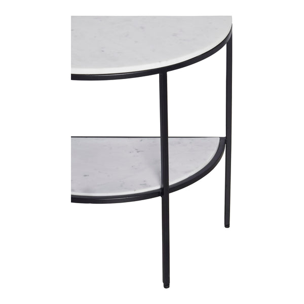 Moe's Home Lazlo Side Table - Art Deco Inspired Design With Marble Top And Open Storage Shelf For Modern Spaces White Iron,White Marble Top And Shelf Fi-1115-18