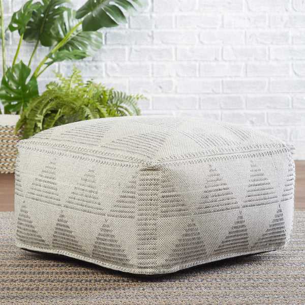 Jaipur Living Jaipur Living Fika Woven Polypropylene Geometric Pouf for Indoor Outdoor Use POF100478