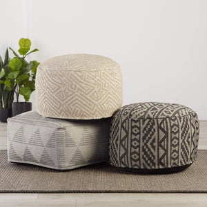 Jaipur Living Jaipur Living Fika Woven Polypropylene Geometric Pouf for Indoor Outdoor Use POF100478