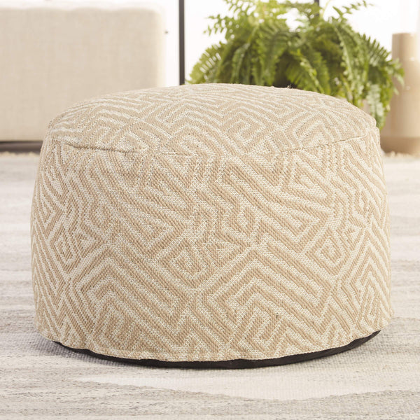 Jaipur Living Jaipur Living Geometric Woven Pouf Tribal Pattern Indoor Outdoor Taupe Accent Seat POF100491