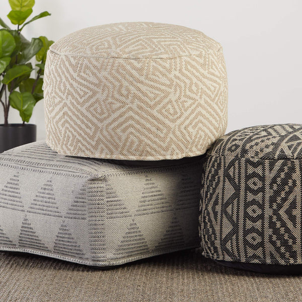 Jaipur Living Jaipur Living Geometric Woven Pouf Tribal Pattern Indoor Outdoor Taupe Accent Seat POF100491