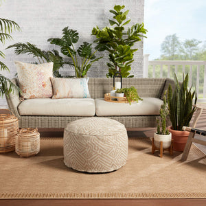 Jaipur Living Jaipur Living Geometric Woven Pouf Tribal Pattern Indoor Outdoor Taupe Accent Seat POF100491