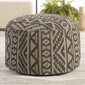 Jaipur Living Jaipur Living Fika Tribal Geometric Pouf Woven Polyester Indoor Outdoor Footrest POF100492