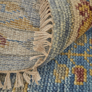 Feizy Rugs Fillmore Hand-Knotted Wool Round Area Rug Traditional Geometric for Living Room FIL6944FBLUMLTN80