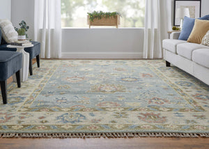 Feizy Rugs Fillmore Hand-Knotted Wool Area Rug Transitional Floral Botanical for Living Rooms Blue/Ivory/Yellow 9' x 12' FIL69CJFBLUIVYG00