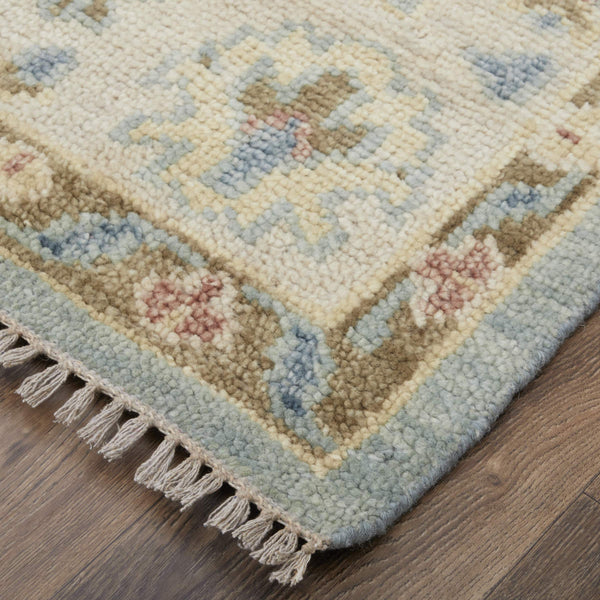 Feizy Rugs Fillmore Hand-Knotted Wool Area Rug Transitional Floral Botanical for Living Rooms Blue/Ivory/Yellow 9' x 12' FIL69CJFBLUIVYG00