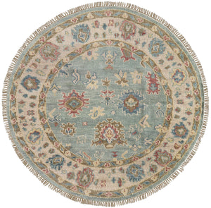 Feizy Rugs Fillmore Hand-Knotted Wool Area Rug Transitional Floral Botanical for Living Rooms Blue/Ivory/Yellow 8' x 8' Round FIL69CJFBLUIVYN80