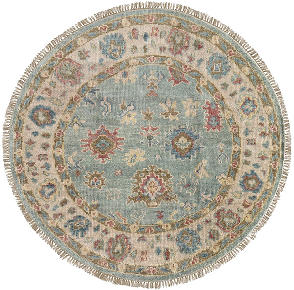Feizy Rugs Fillmore Hand-Knotted Wool Area Rug Transitional Floral Botanical for Living Rooms Blue/Ivory/Yellow 8' x 8' Round FIL69CJFBLUIVYN80