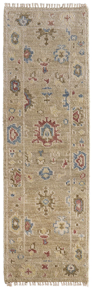 Feizy Rugs Fillmore Hand-Knotted Wool Area Rug Transitional Floral Botanical for Living Rooms Brown/Tan/Blue 2'6" x 10' FIL69CJFLGN000I10