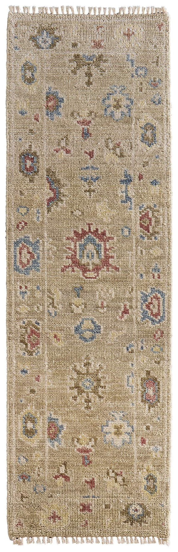 Feizy Rugs Fillmore Hand-Knotted Wool Area Rug Transitional Floral Botanical for Living Rooms Brown/Tan/Blue 2'6" x 10' FIL69CJFLGN000I10
