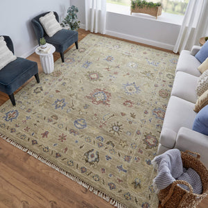 Feizy Rugs Fillmore Hand-Knotted Wool Area Rug Transitional Floral Botanical for Living Rooms Brown/Tan/Blue 2'6" x 10' FIL69CJFLGN000I10