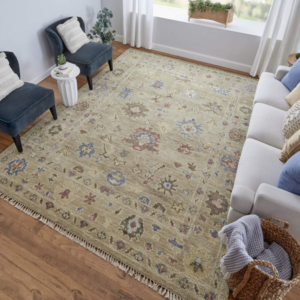 Feizy Rugs Fillmore Hand-Knotted Wool Area Rug Transitional Floral Botanical for Living Rooms Brown/Tan/Blue 2'6" x 10' FIL69CJFLGN000I10