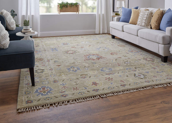 Feizy Rugs Fillmore Hand-Knotted Wool Area Rug Transitional Floral Botanical for Living Rooms Brown/Tan/Blue 2'6" x 10' FIL69CJFLGN000I10