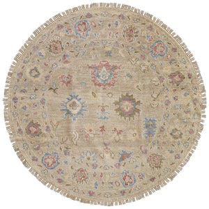 Feizy Rugs Fillmore Hand-Knotted Wool Area Rug Transitional Floral Botanical for Living Rooms Brown/Tan/Blue 8' x 8' Round FIL69CJFLGN000N80