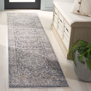 Safavieh Finley Traditional Style Runner Rug - Elegant Soft Polyester Design For Hallways And Narrow Spaces Dark Grey ,Beige Polyester Fin306f-28