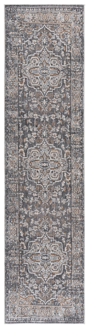 Safavieh Finley Traditional Style Runner Rug - Elegant Soft Polyester Design For Hallways And Narrow Spaces Dark Grey ,Beige Polyester Fin306f-28