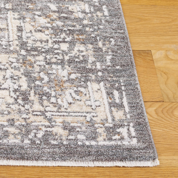 Safavieh Finley Traditional Style Runner Rug - Elegant Soft Polyester Design For Hallways And Narrow Spaces Dark Grey ,Beige Polyester Fin306f-5