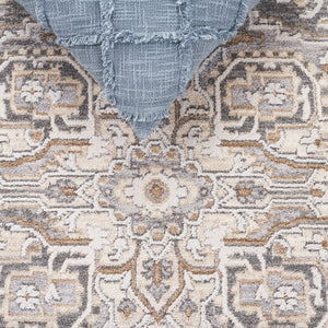 Safavieh Finley Traditional Style Runner Rug - Elegant Soft Polyester Design For Hallways And Narrow Spaces Dark Grey ,Beige Polyester Fin306f-5