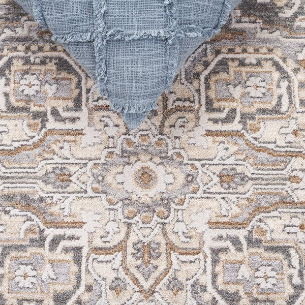 Safavieh Finley Traditional Style Runner Rug - Elegant Soft Polyester Design For Hallways And Narrow Spaces Dark Grey ,Beige Polyester Fin306f-5