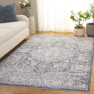 Safavieh Finley Traditional Style Runner Rug - Elegant Soft Polyester Design For Hallways And Narrow Spaces Dark Grey ,Beige Polyester Fin306f-5