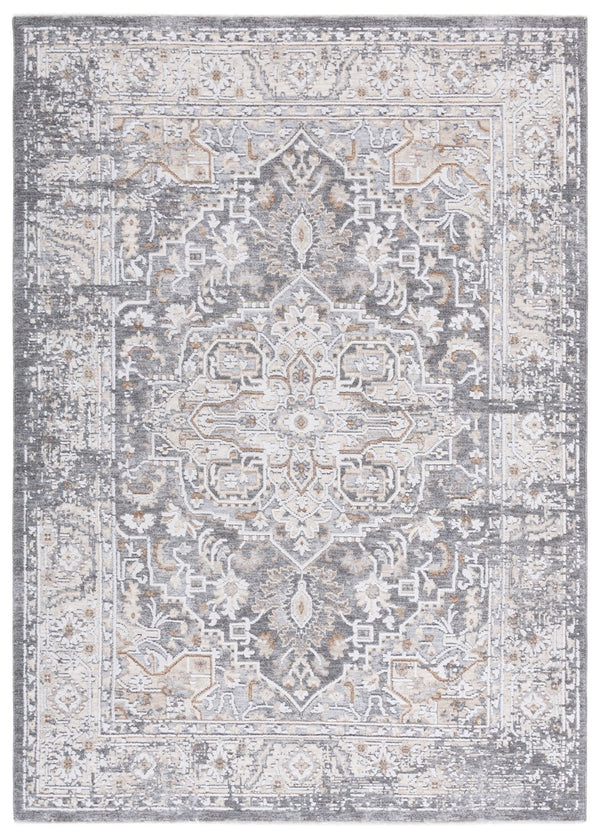 Safavieh Finley Traditional Style Runner Rug - Elegant Soft Polyester Design For Hallways And Narrow Spaces Dark Grey ,Beige Polyester Fin306f-5