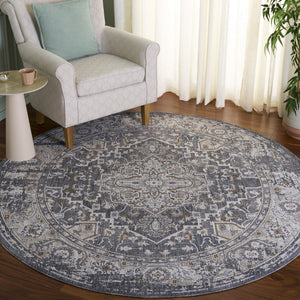 Safavieh Finley Traditional Style Runner Rug - Elegant Soft Polyester Design For Hallways And Narrow Spaces Dark Grey ,Beige Polyester Fin306f-7r