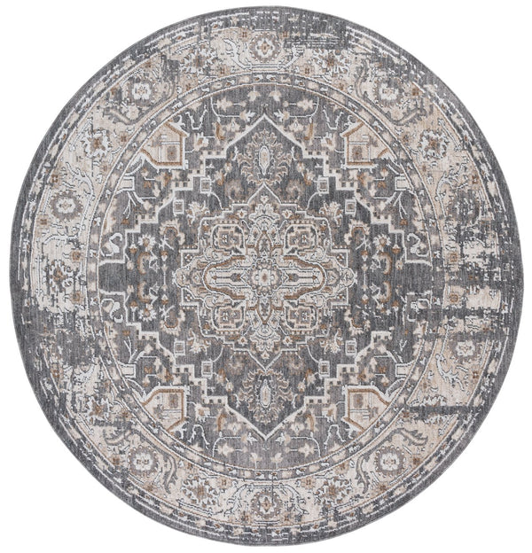 Safavieh Finley Traditional Style Runner Rug - Elegant Soft Polyester Design For Hallways And Narrow Spaces Dark Grey ,Beige Polyester Fin306f-7r