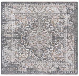 Safavieh Finley Traditional Style Runner Rug - Elegant Soft Polyester Design For Hallways And Narrow Spaces Dark Grey ,Beige Polyester Fin306f-7sq